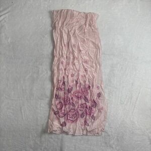 VTG California Things 100% Silk Floral Pink Sheer Rectangle Scarf